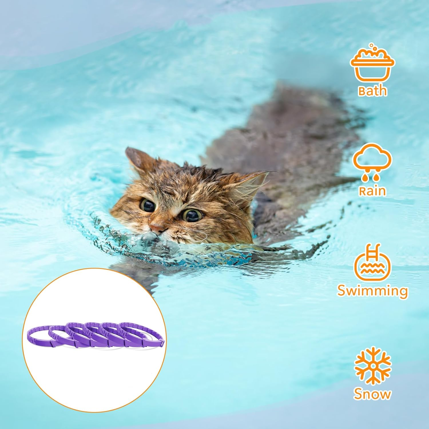 Pack of 6 Soothing Collars for Cats, Long-Lasting Calming Collars for Cats, Pheromones, Cats, Calming Collars, Anti-Stress and Relaxant, Adjustable (Set D) image number 3