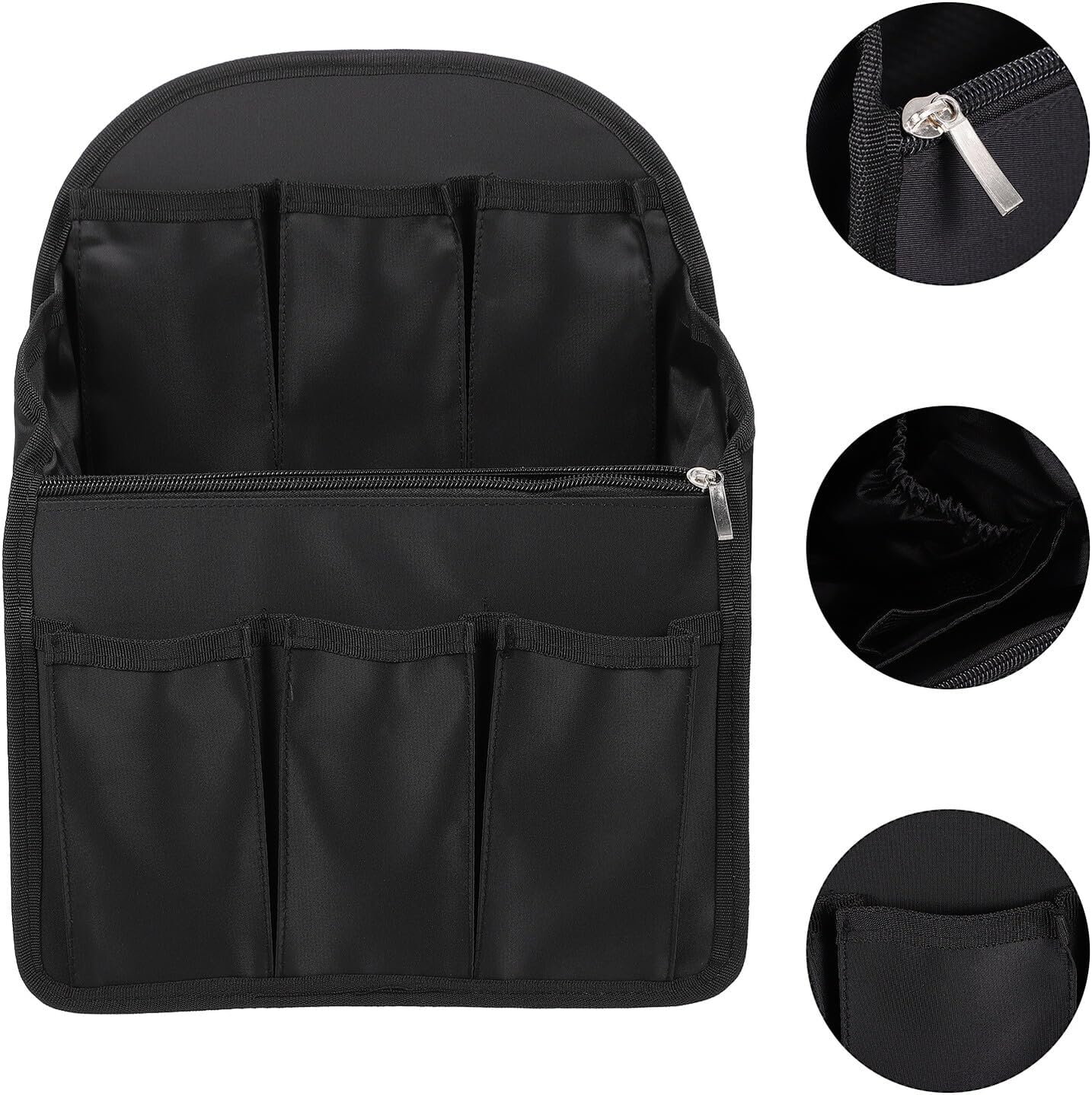 Ibasenice Backpack Organizer Insert with Multi Compartments, Nylon Portable Shoulder Bag Insert for Travel, Large Capacity Storage Container, Black Travel Bag Organizer Compatible with Backpacks image number 6