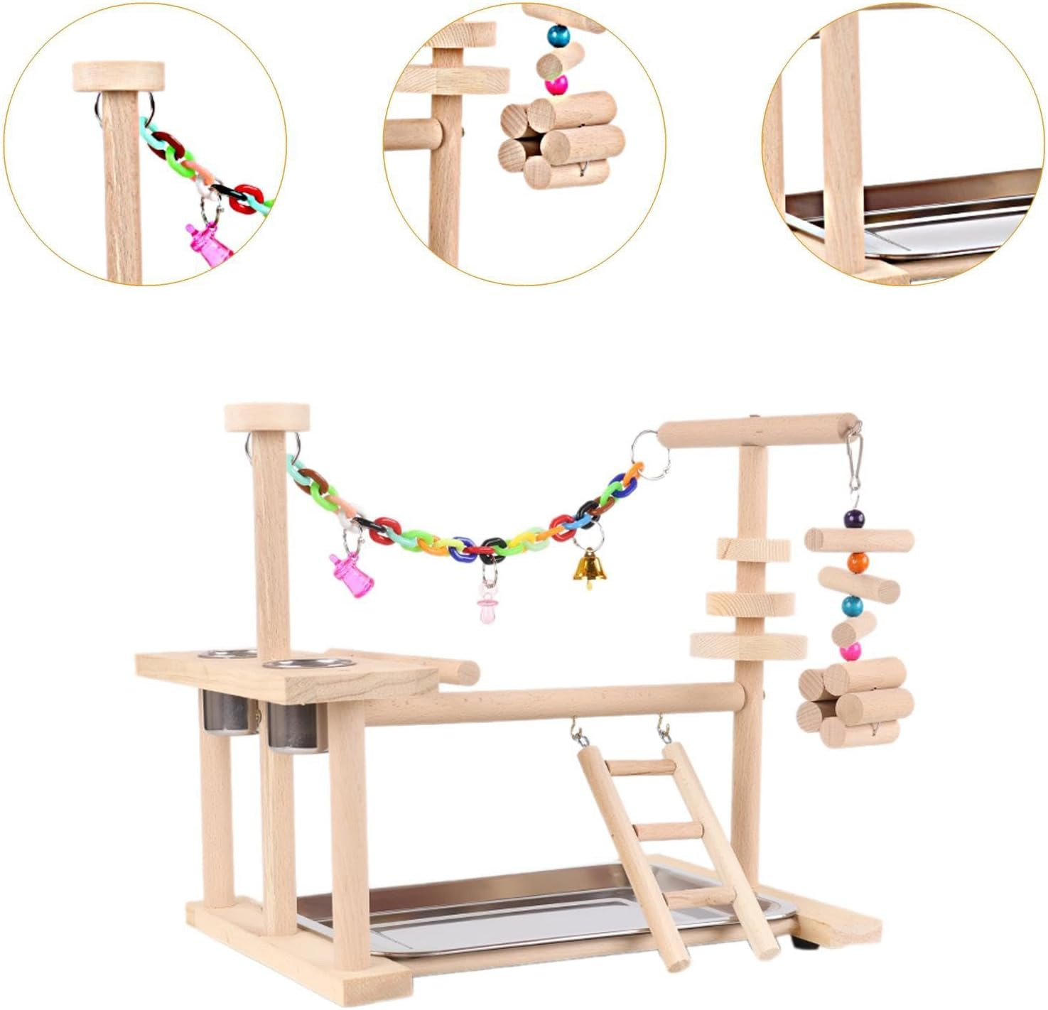 Fzaqwen Parrot Bird Playground Parrot Playstand for Cockatiel Small Parakeets Macaws image number 6