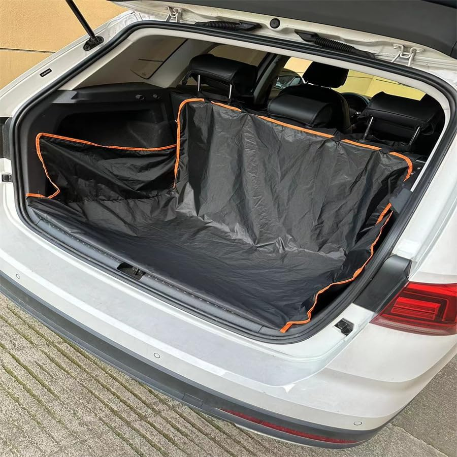 LORJE SUV Cargo Liner for Dogs, Car Boot Liner for Dog，Waterproof Pet Cargo Cover Dog Seat Mat for Suvs Sedans Vans, Non-Slip, Large Size Universal Fit, Black image number 2