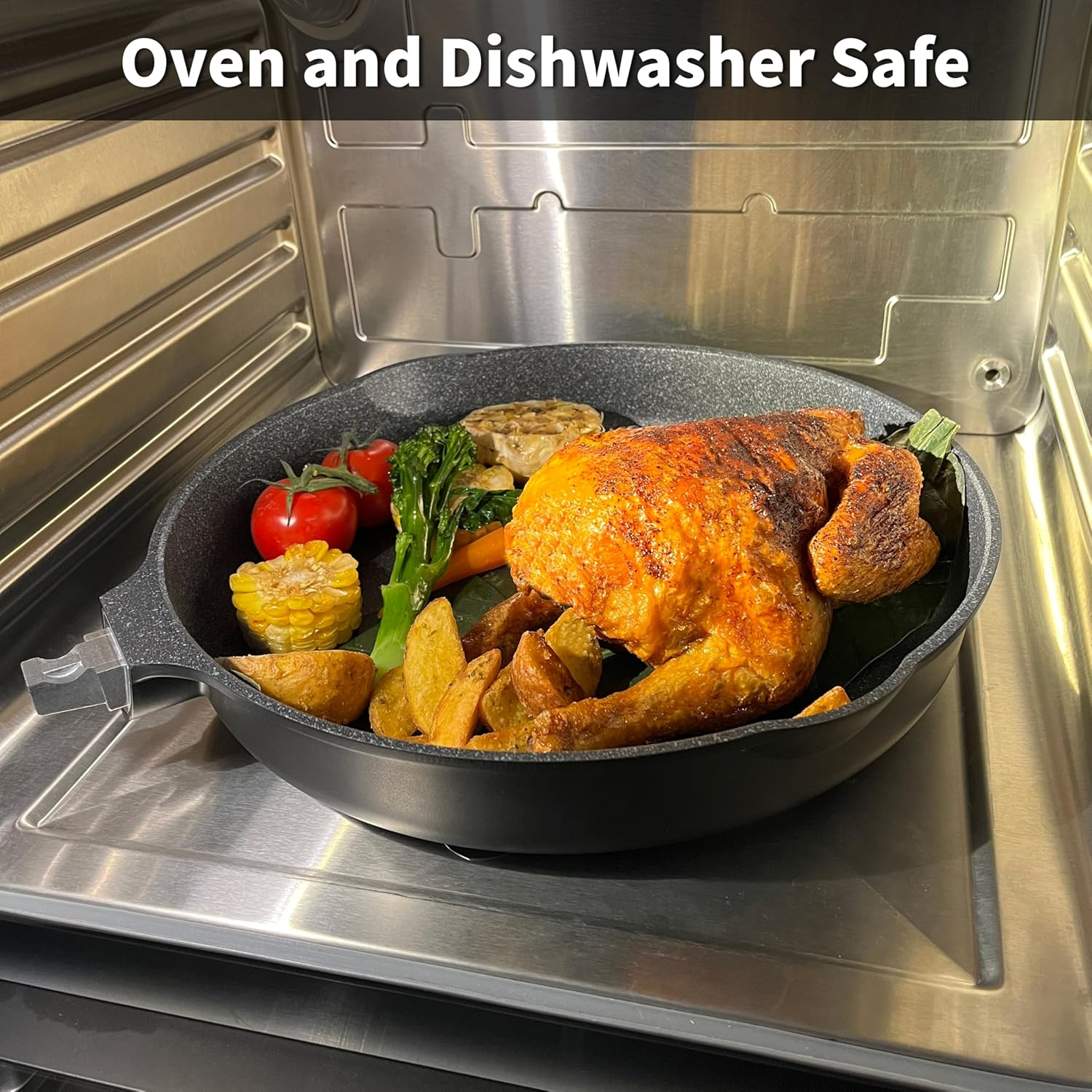 Bakoniion 20Cm Smart Nonstick Frying Pan with Removable Handle, Cast Aluminum and Anti-Scratch Omelette Pan, Compatible with All Stovetops, Dishwasher and Oven Safe image number 2