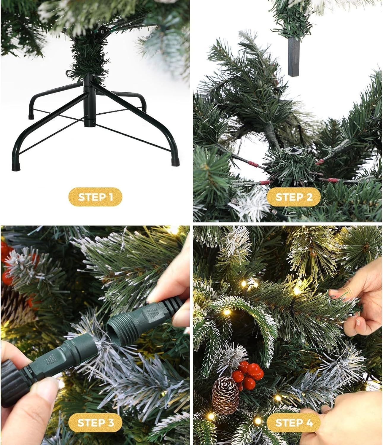 Tinseltown 7Ft/2.1Cm LED Christmas Tree with Steel Base and 4400Pcs Bulbs 8 Flashing Modes Xmas Decoration 1210 Tips image number 6