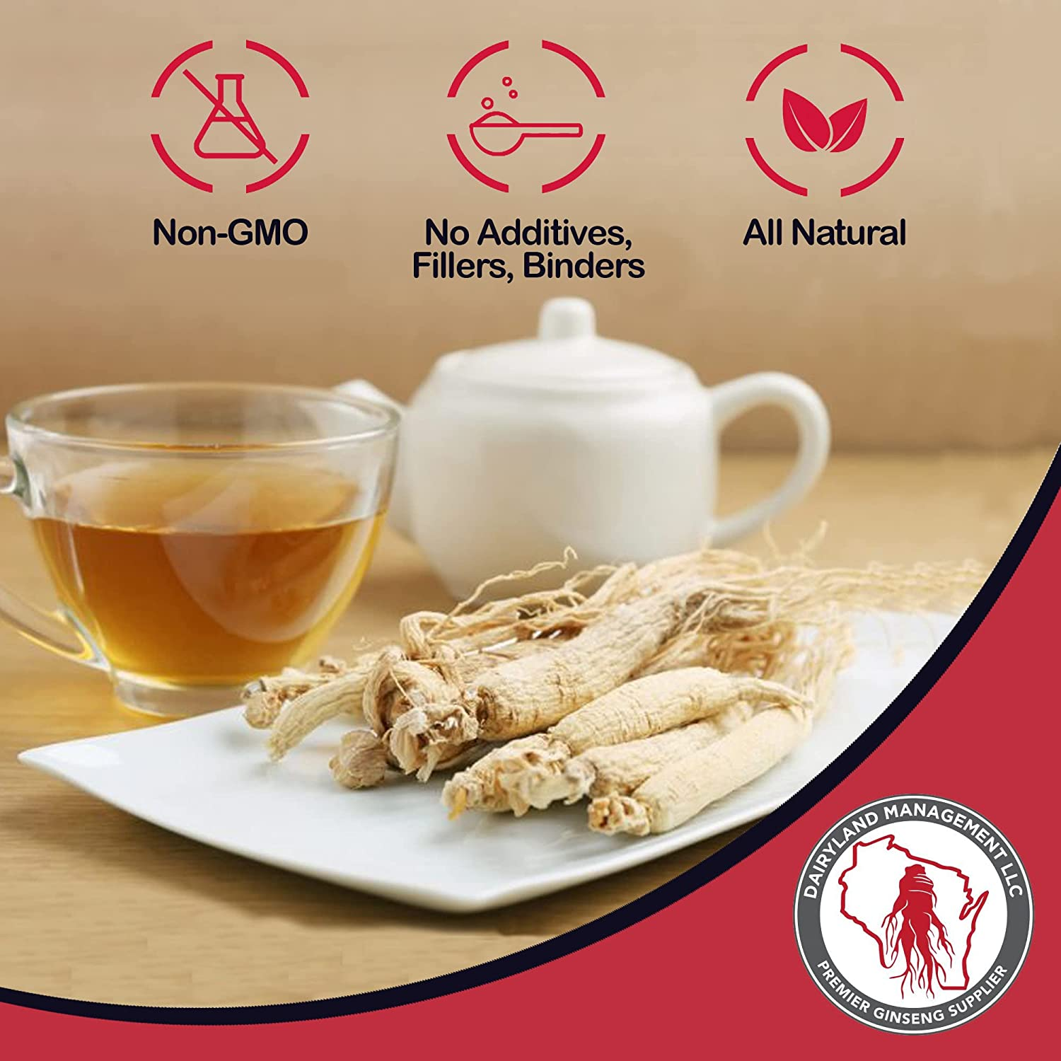 All Natural Pure American Ginseng Tea 美国人参茶 (20 CT) Potent Ground American Ginseng Root - No Fillers, Binders or Other Additives. image number 4