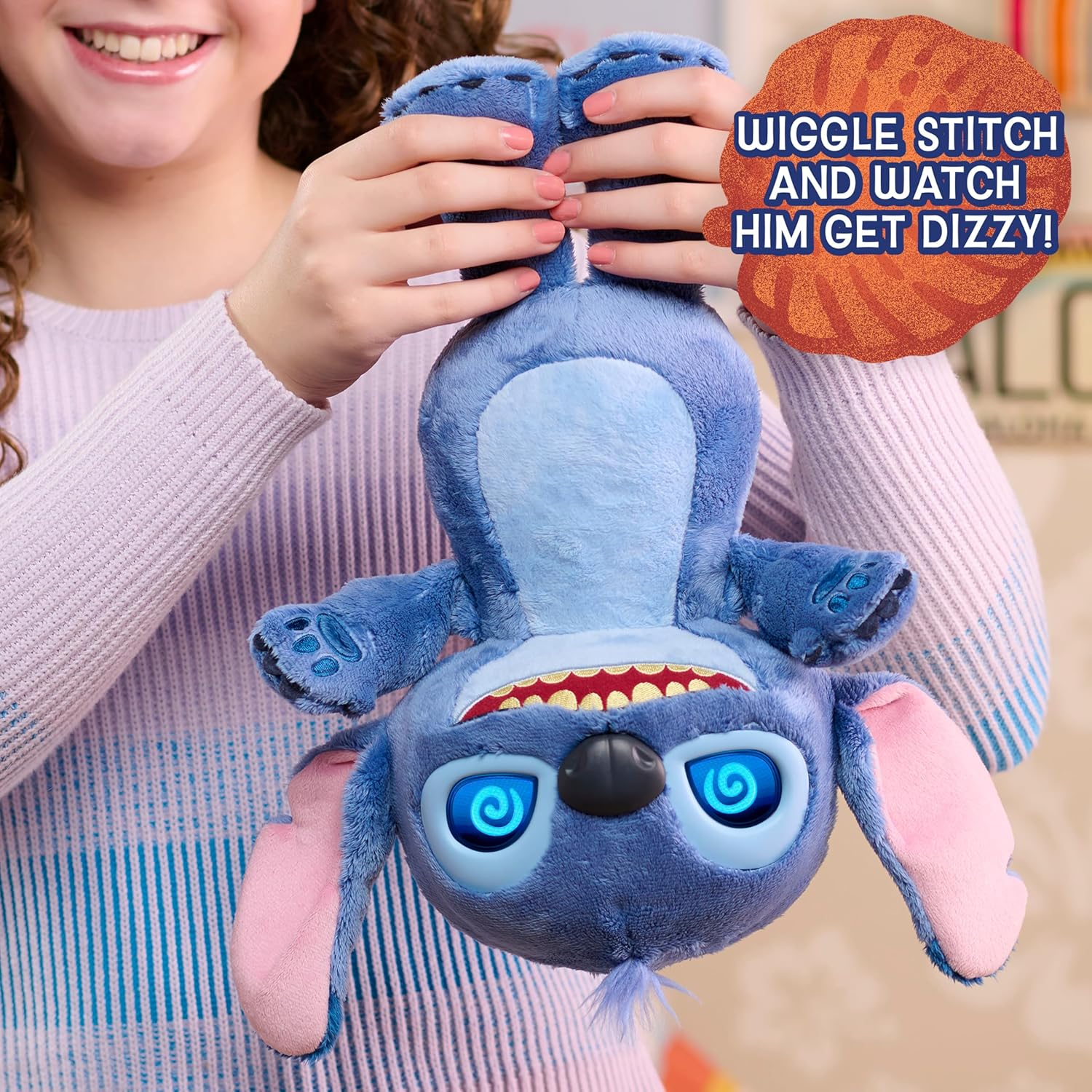 Disney Stitch Many Moods 14-Inch Interactive Plush, 50+ Sounds & Phrases, LCD Eyes, Inspired by Disney'S New Live-Action Lilo & Stitch Movie, Toy for Fans, Girls, Boys, Kids 3+ by Just Play image number 3
