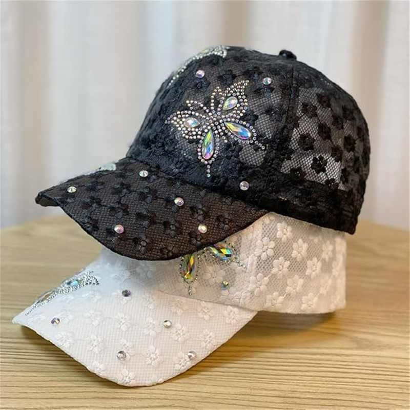 Women'S Bling Rhinestone Butterfly Baseball Cap Adjustable Hip Hop Hat Outdoor Casual Trendy Sun Hat image number 1