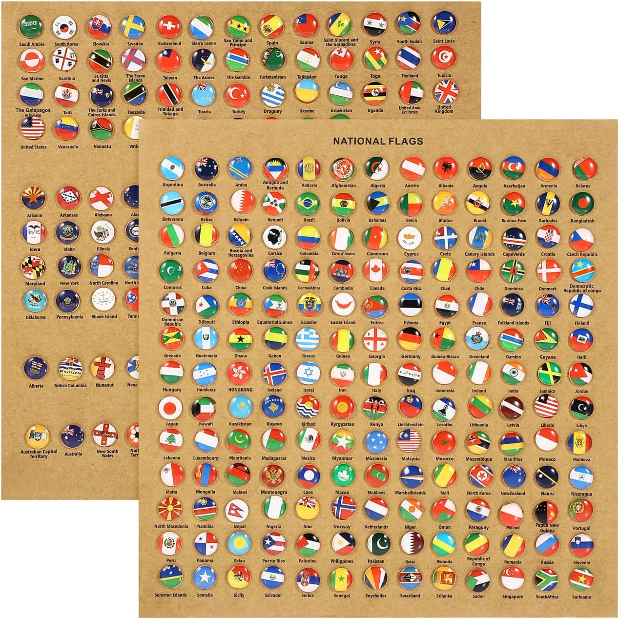 VANZACK 291Pcs Flags Push Pin, National Thumb Tacks for Travel Map,Push Pin World Map National Flag Thumbpins image number 1