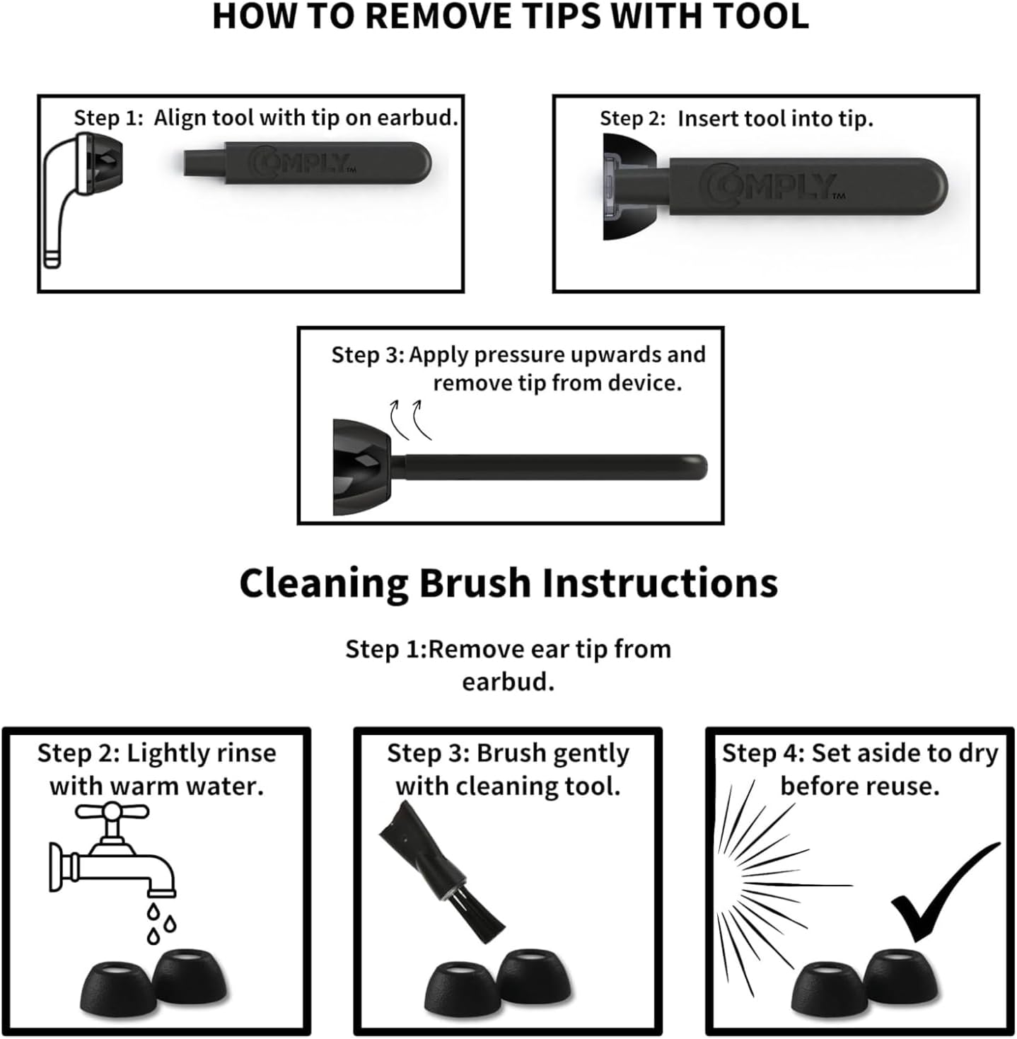 Comply Foam Truegrip Premium Memory Foam Ear Tips for Apple Airpods Pro 1St & 2Nd Gen &ndash; S/M/L, Black (3-Pairs) &ndash; Enhanced Comfort, Secure Fit, Superior Noise Isolation, with Removal and Cleaning Tool image number 5