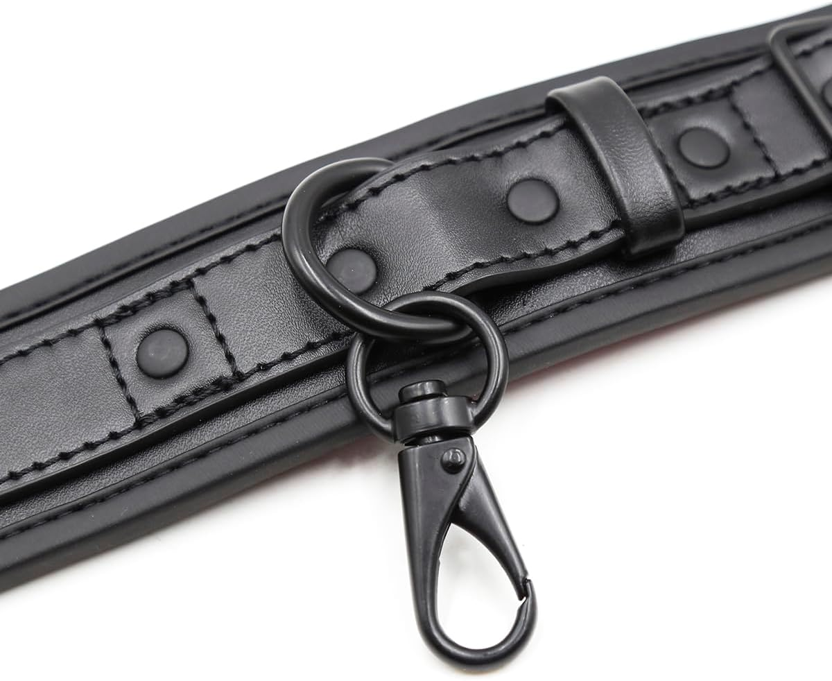 Padded Black Leather Bondage Cuffs for Sex Games - Women and Mens Sex Cuffs for Bondage Restraint - Leather Sex Toys BDSM Cuffs Bondage Handcuffs (Black/Pink) image number 5