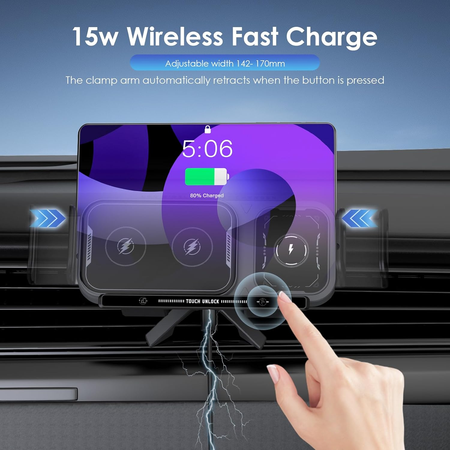 Wireless Car Charger Fast Charging: Qoosea 15W Qi Dual Coil Car Mount for Air Vent, Car Phone Holder Compatible with Samsung Galaxy Z Fold 7/6/5/4/3/Fold 2 Z Flip 7/6/5/4 Iphone 16 Pro Max Google image number 1