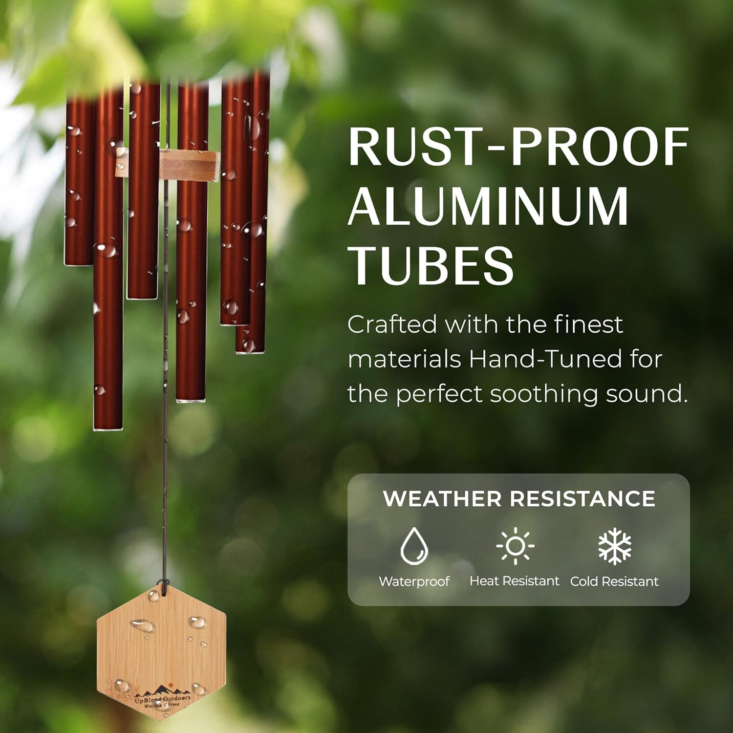 Wind Chimes for People WHO like Their Neighbors Soothing Melodic Tones & Solidly Constructed Bamboo/Aluminum Chime Great as a Quality Gift or to Keep for Your Own Patio Porch Garden or Backyard. image number 6