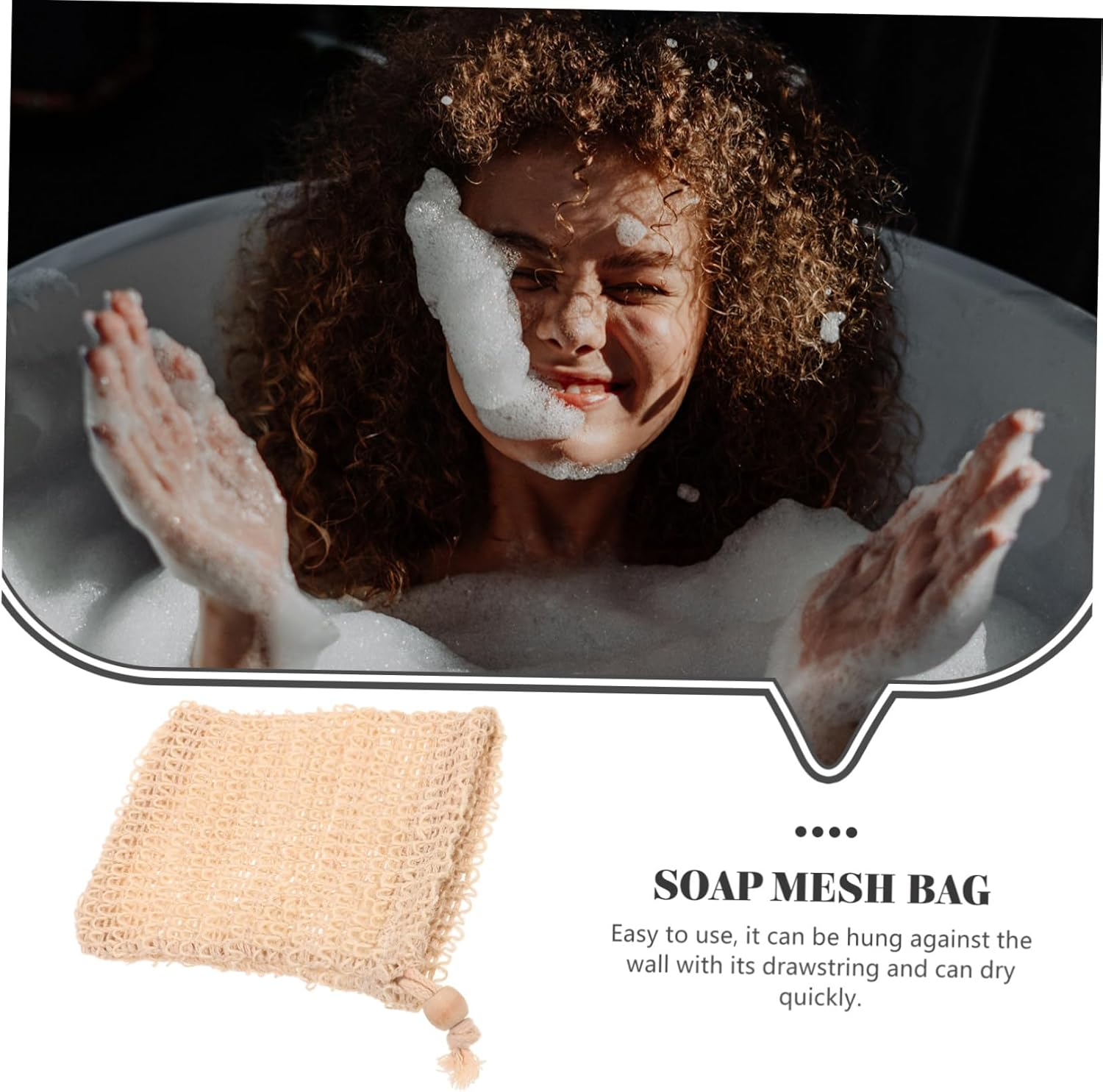 MERRYHAPY Cotton Linen Bathing Soap Bags 10 Pack Exfoliating Body Wash Cloths Drawstring Sisal Mesh Bag image number 2