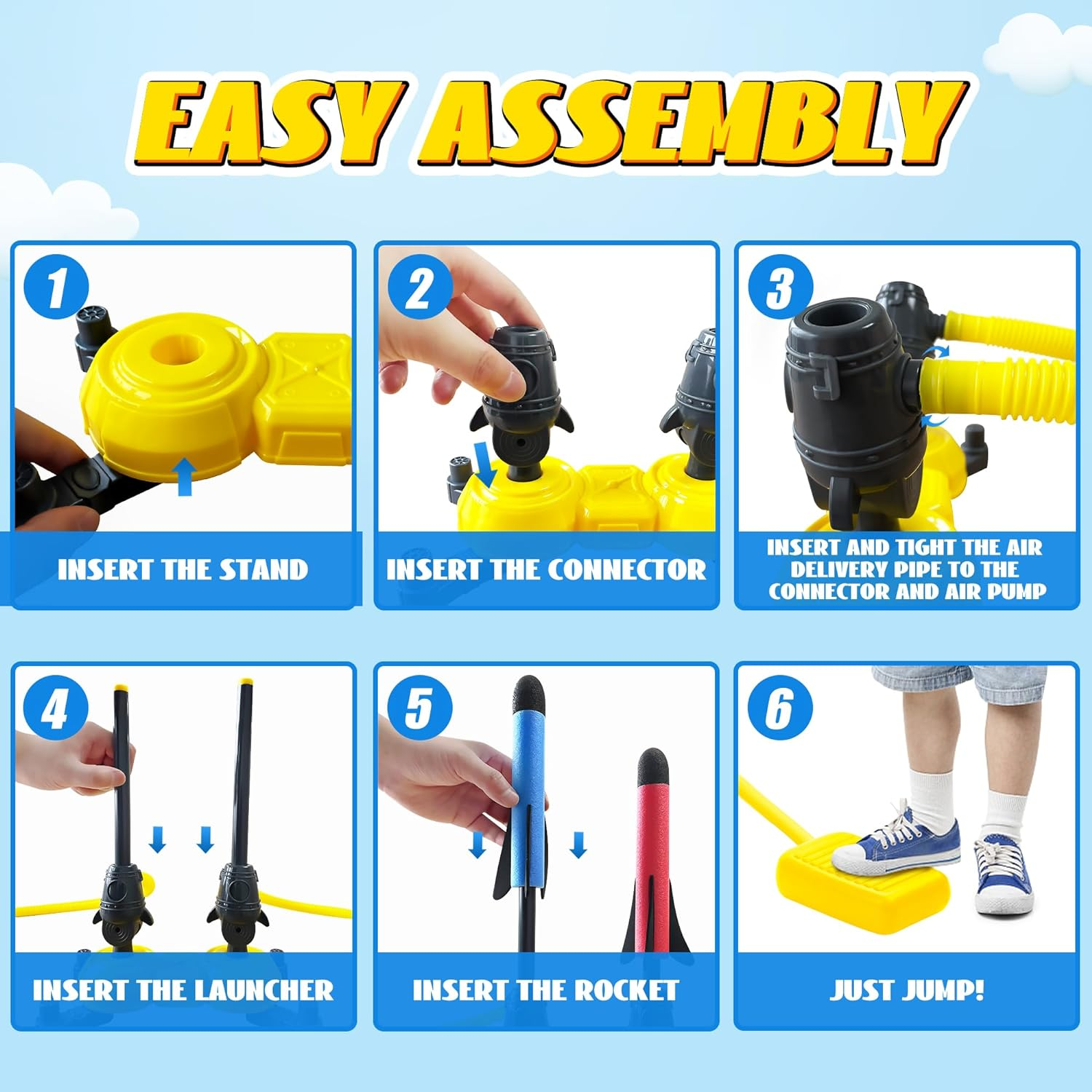 Toy Rocket Launcher for Kids,Safe Foam Rockets with Foam Rockets and Launcher, Indoor Outdoor Toy, Birthday Christmas Toys for Boys and Girls 3 4 5 6 7 8 Year Old (8 Colorful Rockets＆Dueling Launcher) image number 6