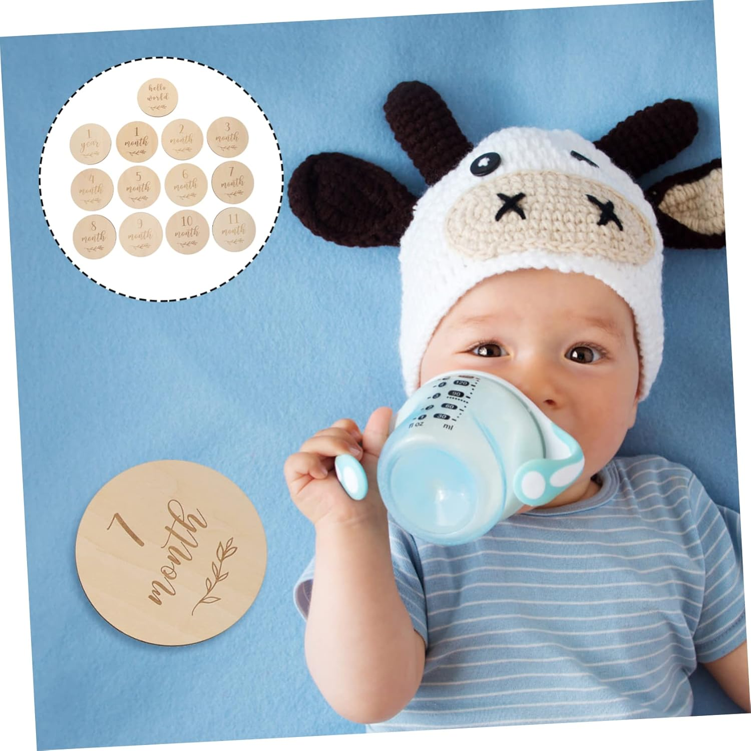 13Pcs Newborn Milestone Cards Monthly Growth Cards Wooden for Shower Gifts for First Year Photoshoot image number 1