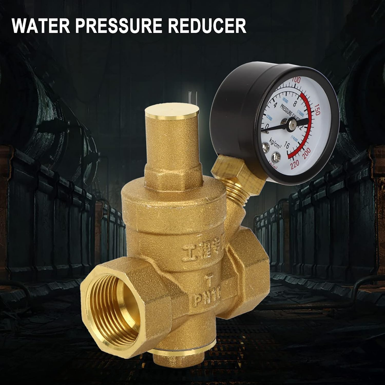 DN20 Brass Adjustable Water Pressure Regulator Valve with Pressure Adjustment Knob Meter for RV Travel Trailer image number 5