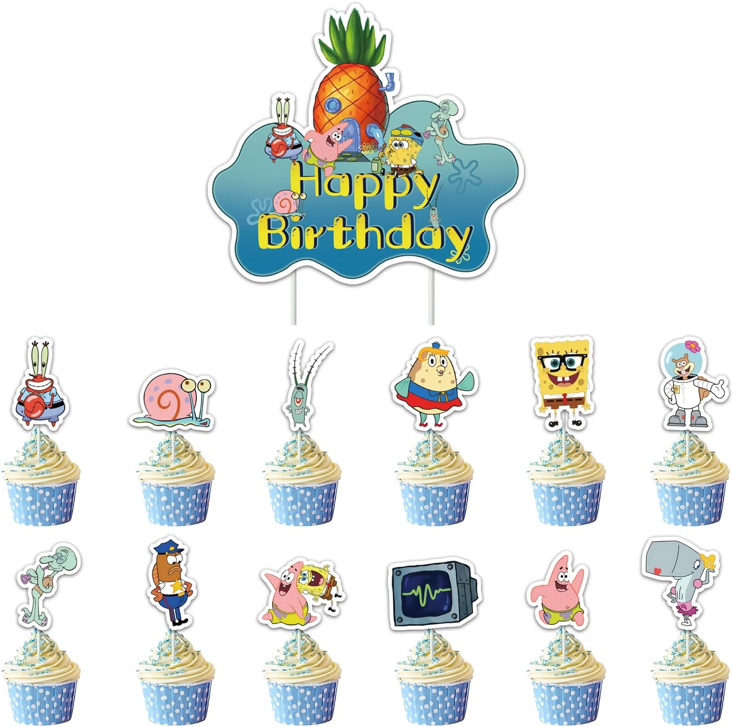 Sponge Cake Decoration 49 Pieces Cake Decoration Cake Topper Cupcake Topper for Children, Girls, Boys, Birthday Cake Decoration image number 5