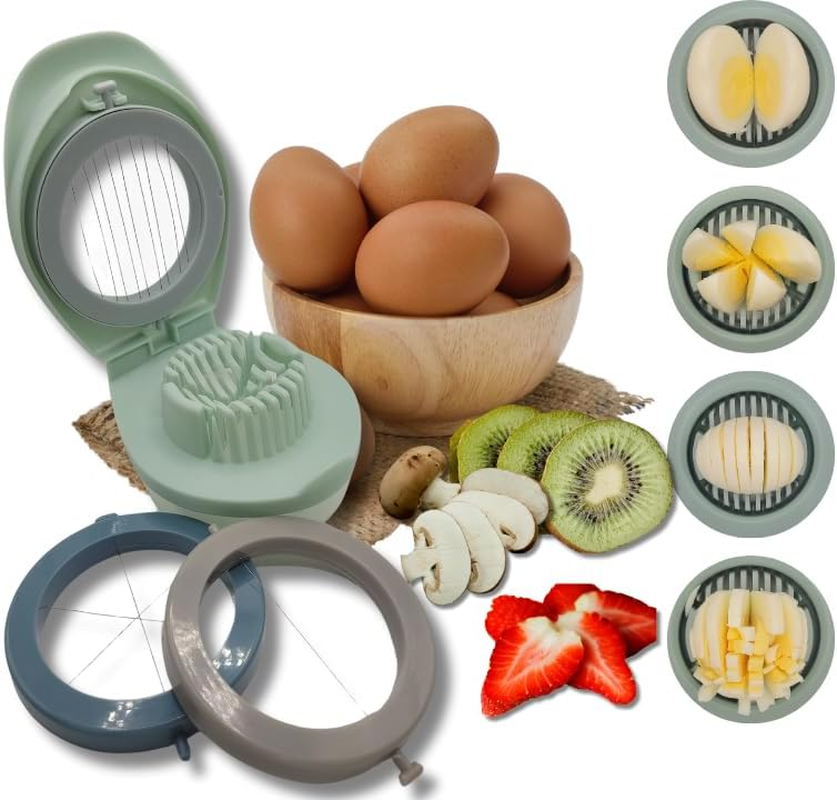 3 in 1 Multifunctional Egg Slicer Cutter Separator Stainless Steel Blades with Storage Box for Hard Boiled Eggs and Fruit, Egg Cracker, Wedge Cutter, Halved, Sliced, Diced, for Kitchen, Gadget image number 4