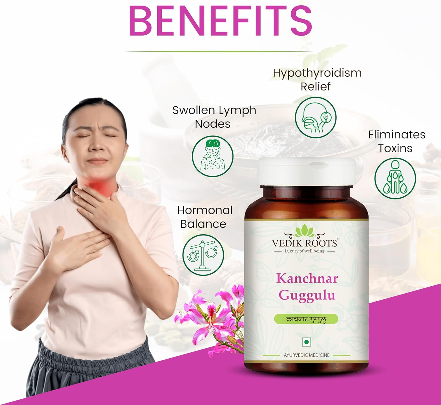 Vedikroots Kanchnar Guggulu Tablets | Traditional Ayurvedic Herbal Blend for Women'S Wellness | 60 Tablets image number 6