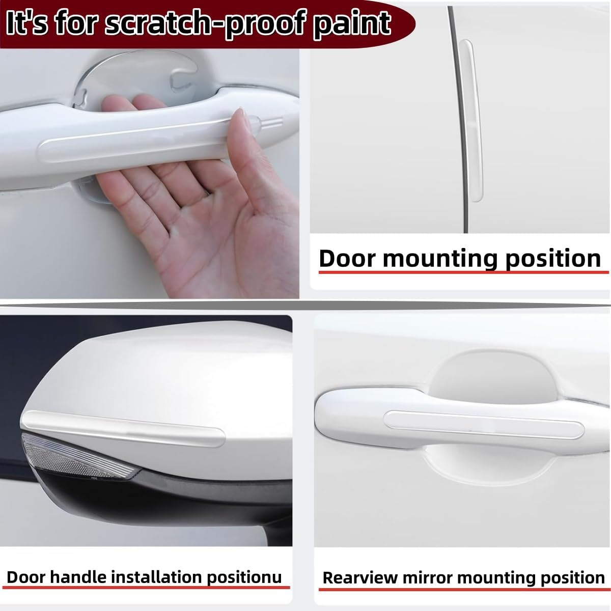 8 PCS Transparent Car Door Handle Protective Film,Ywbfove Transparent Waterproof PVC Cup Protector, Anti-Scratch Handle Protective Film, Suitable for Most Car Door Handles image number 4