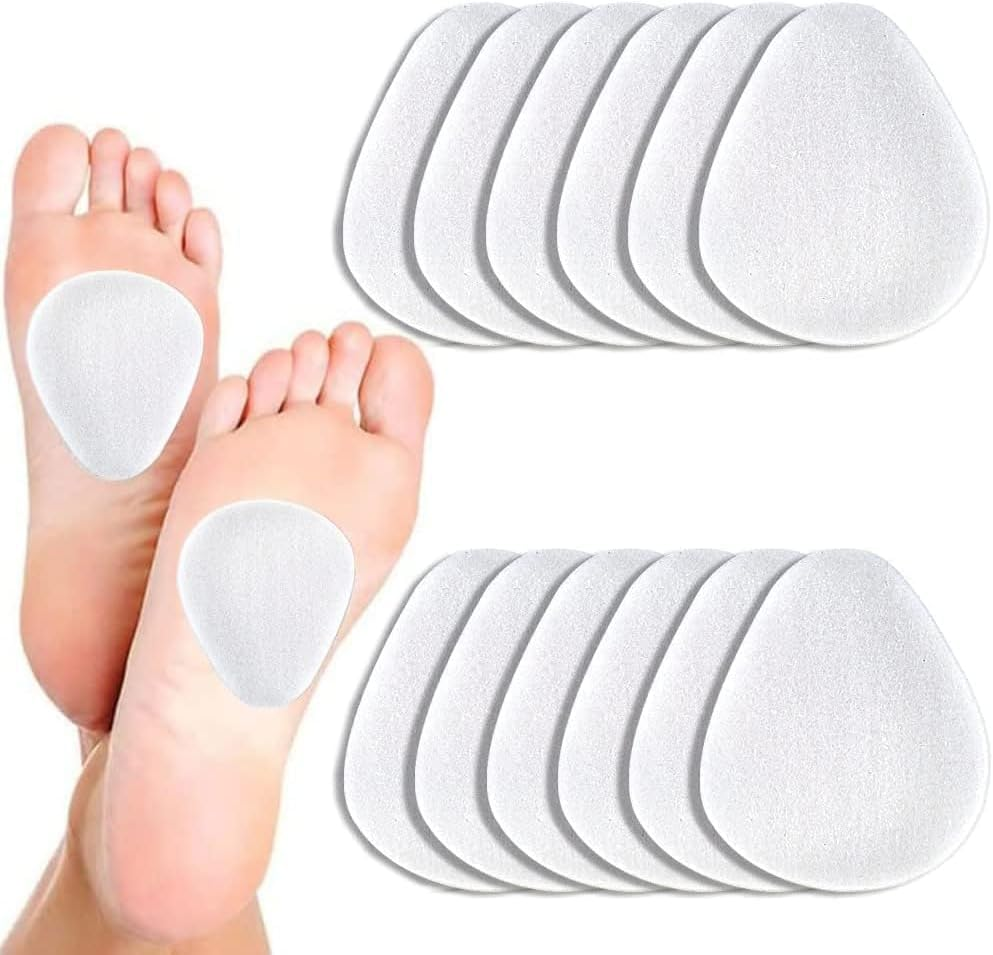 Foot Cushion Forefoot Support Pads Shoe Pads Foot Pads,12Pcs Felt Metatarsal Pads Metatarsal Foot Pads,Metatarsal Felt Feet Pads Insert Pads Foot Cushion Forefoot Support Adhesive Foam Foot Pads (White) image number 3