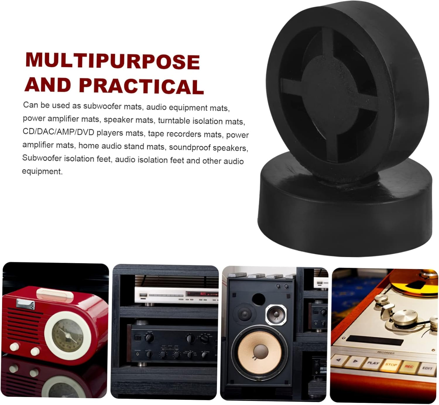 COHEALI 4Pcs Speaker Isolation Pads and Rubber Feet Set 45X15Mm for Home Amplifier Subwoofer Turntable Vibration Absorber, Non-Slip Speaker Isolation Feet for Hifi Audio Equipment