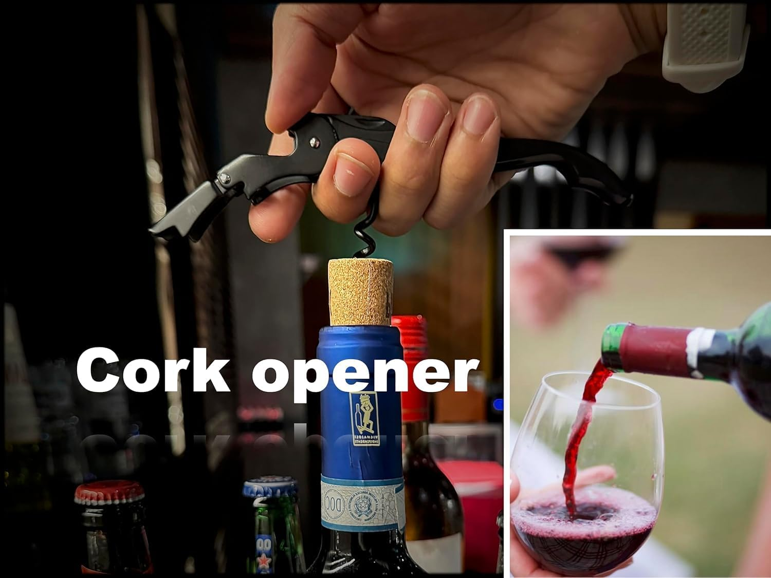 LLCFA Professional Stainless Steel Waiter'S Corkscrew - Sharp Micro-Serrated Knife & Foil Cutter, Premium Wine Bottle Opener for Servers, Bartenders & Wine Enthusiasts (Wine Opener)