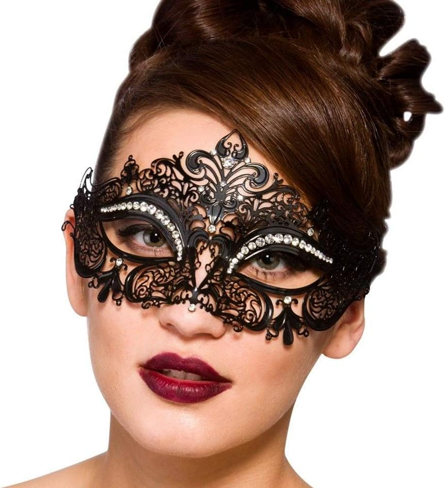 Masquerade Mask for Women Metal Mask Shiny Rhinestone Venetian Party Evening Prom Ball Mask Bar Costumes Accessory image number 1