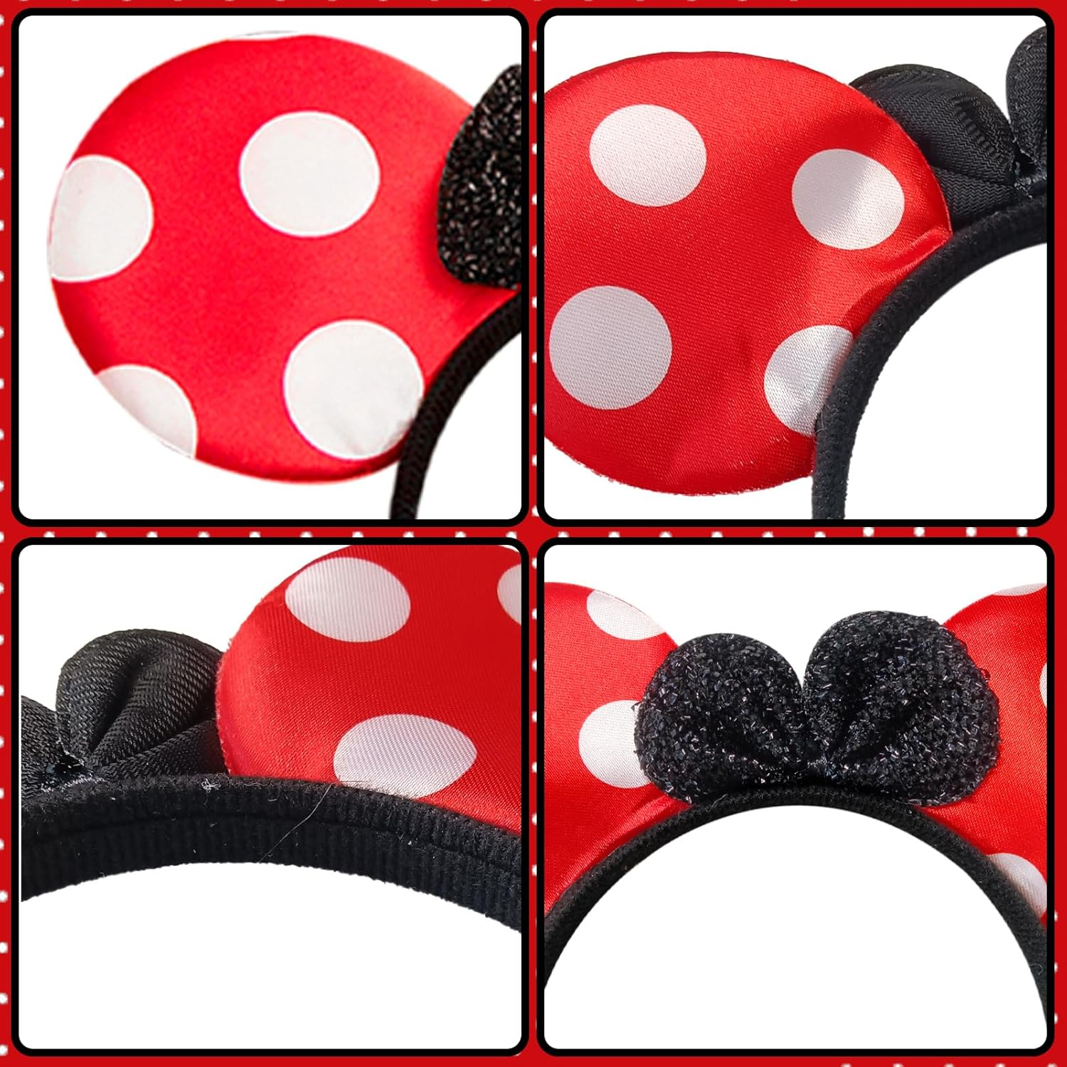 Mouse Costume Children, 7-Piece Girls' Mini Mouse Costume, Red Pink Tutu + Mouse Ears + Nose + Bow Tie + Tail + Gloves + Hair Ties, Children'S Costumes Girls Carnival Costume Children image number 4