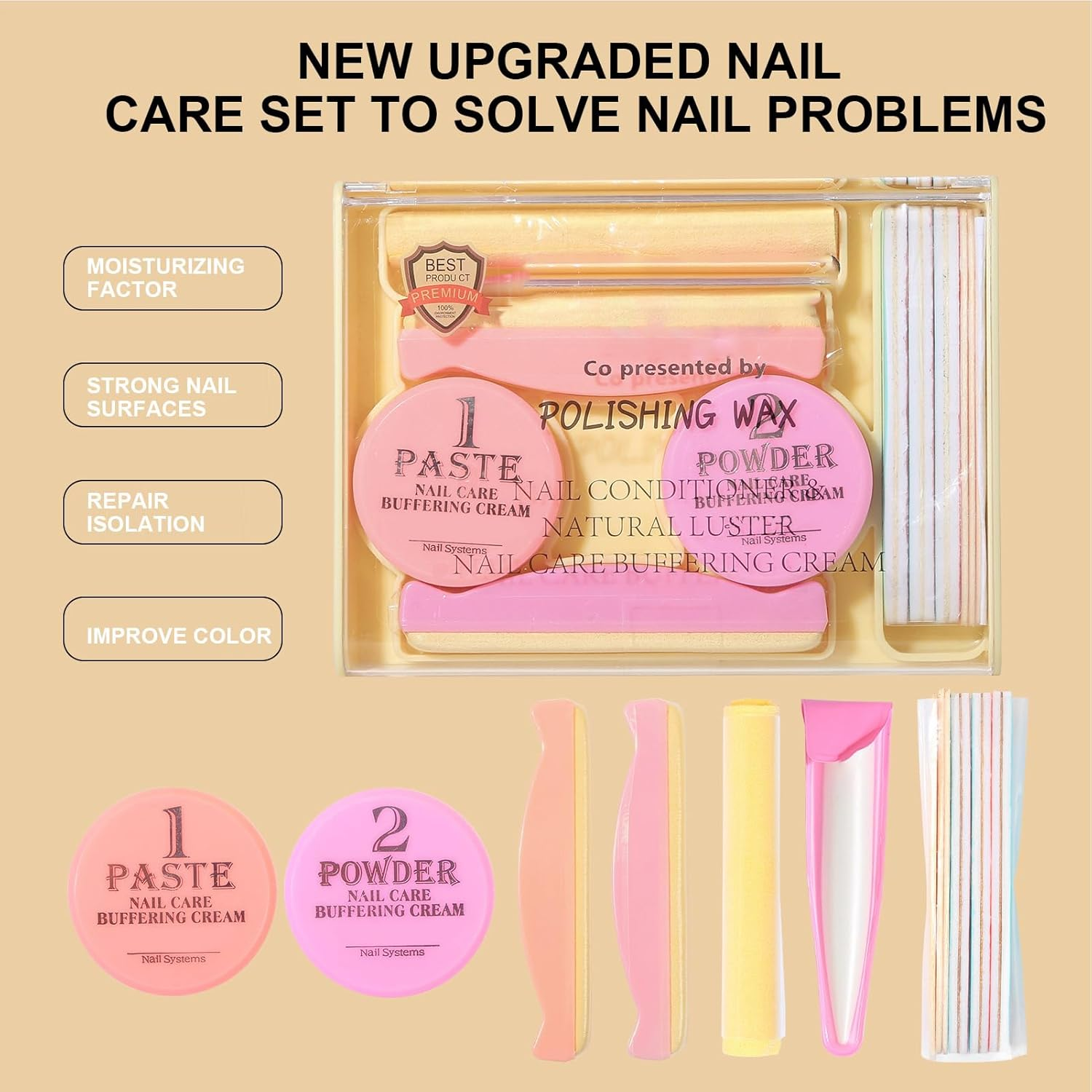 Nail Buffer - Manicure Polisher | Polish Wax Polisher Tools Buffer Cream for Women Manicure Home Pedicure Smooth Nail Care image number 2