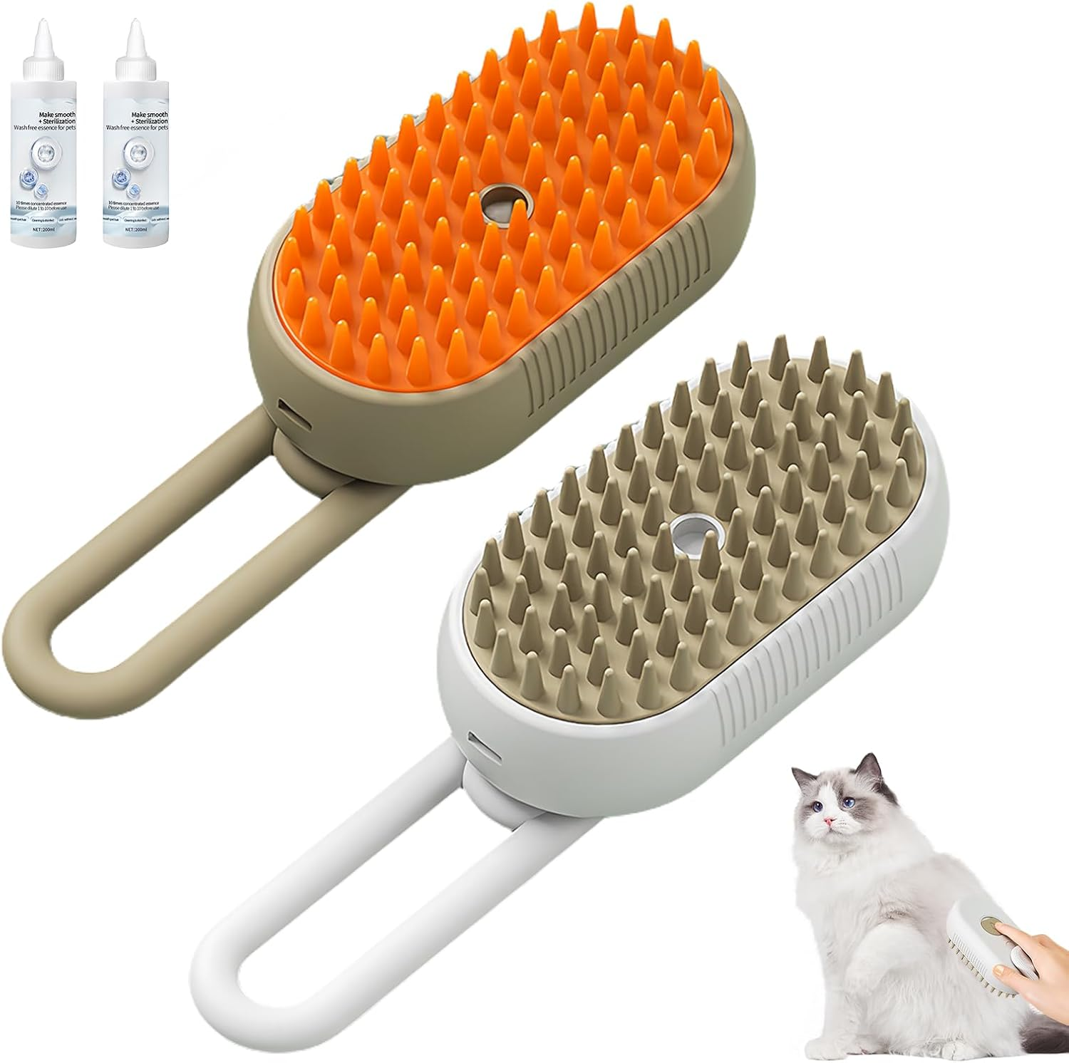 Cat Brush with Steam, Cat Steamy Brush, Steamy Brush Cat, Steam Brush for Cats, Cat Hair Brush, Self-Cleaning with Water Tank for Massage Care and Hair Removal image number 2