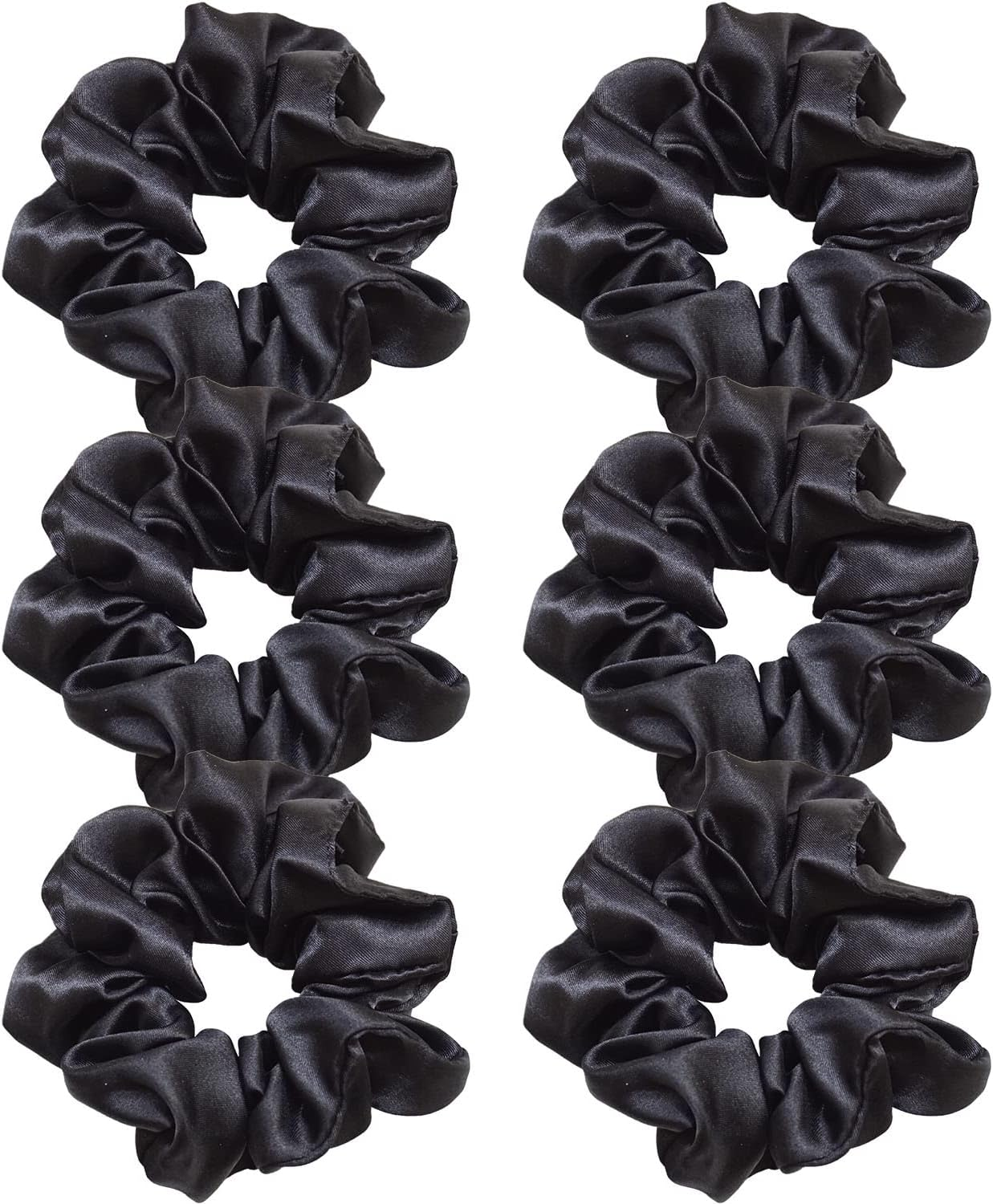 6 Pieces Hair Scrunchies Satin Elastic Soft Hair Ties Scrunchy Hair Bands for Women Girls(Black),11Cm/4.3Inch image number 4