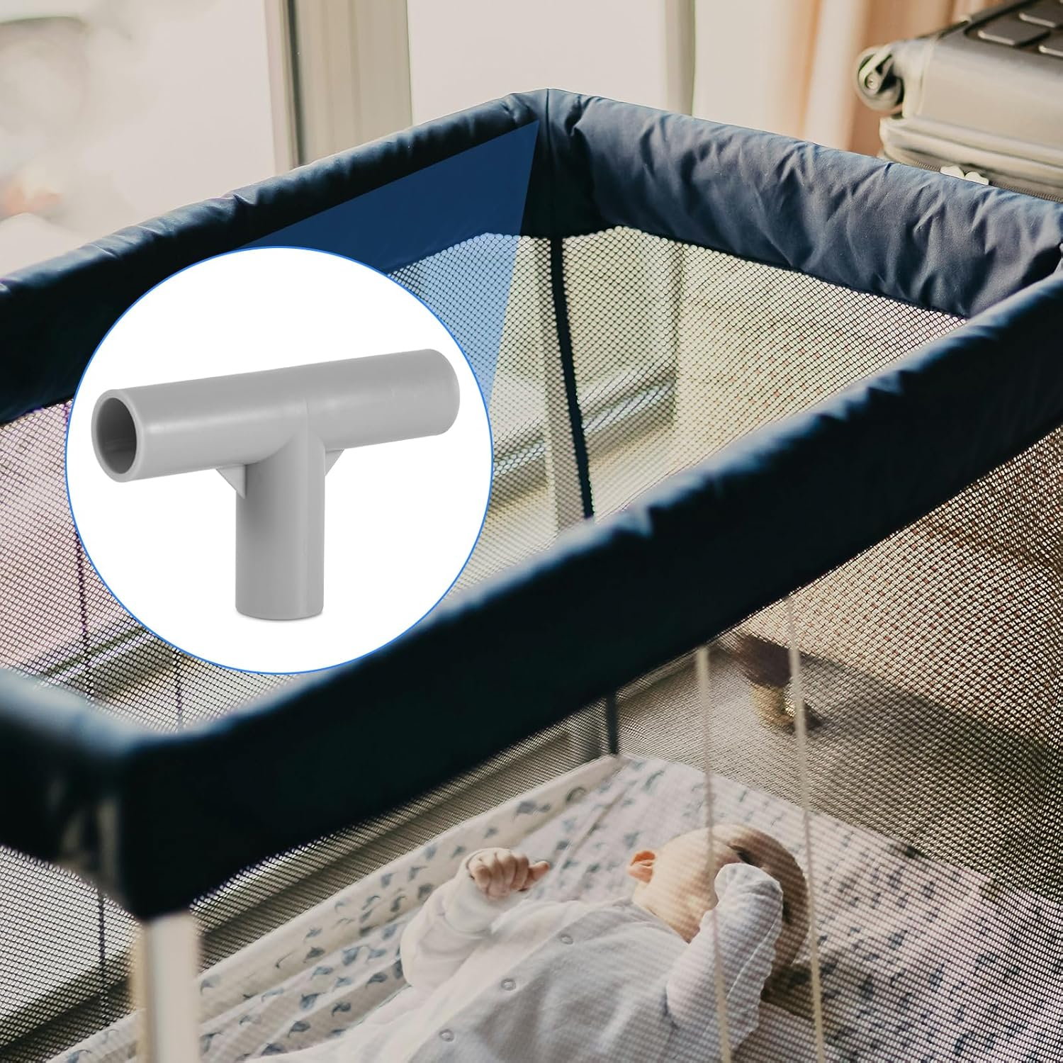 2Pcs Baby Playpen Parts T-Shaped Joints, 0.75 Inch Inner Diameter Baby Playpen Replacement Connectors Playpen Replacement Parts Baby Playpen Accessories for Baby Play Yard image number 4