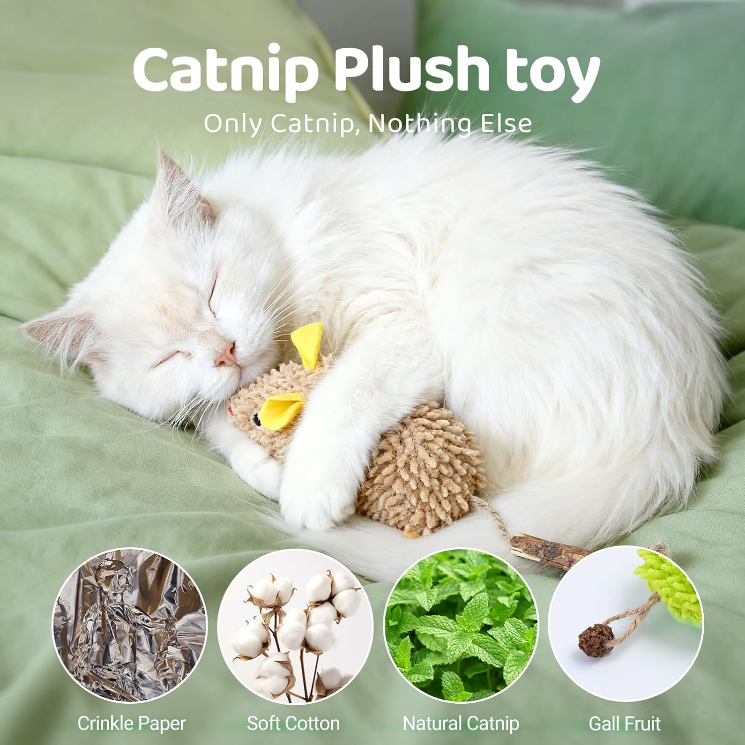Interactive Plush Cat Toys Catnip Toys for Indoor Adult Kittens Cat Chew Toy for Teeth Cleaning Bite-Resistant Plush Caterpillar,Mouse,Hedgehog Design, Dental Health Benefits (3 PCS) image number 1
