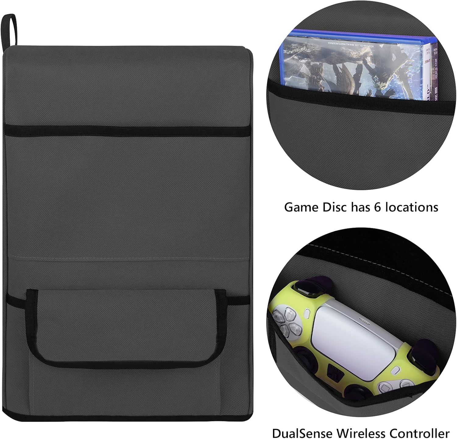 Linkidea PS5 Controller Storage Pocket Protective, Nylon Dust Cover for Game Console, Skin Cover anti Scratch Protector Sleeve Compatible with Playstation 5 Console (Grey) image number 1