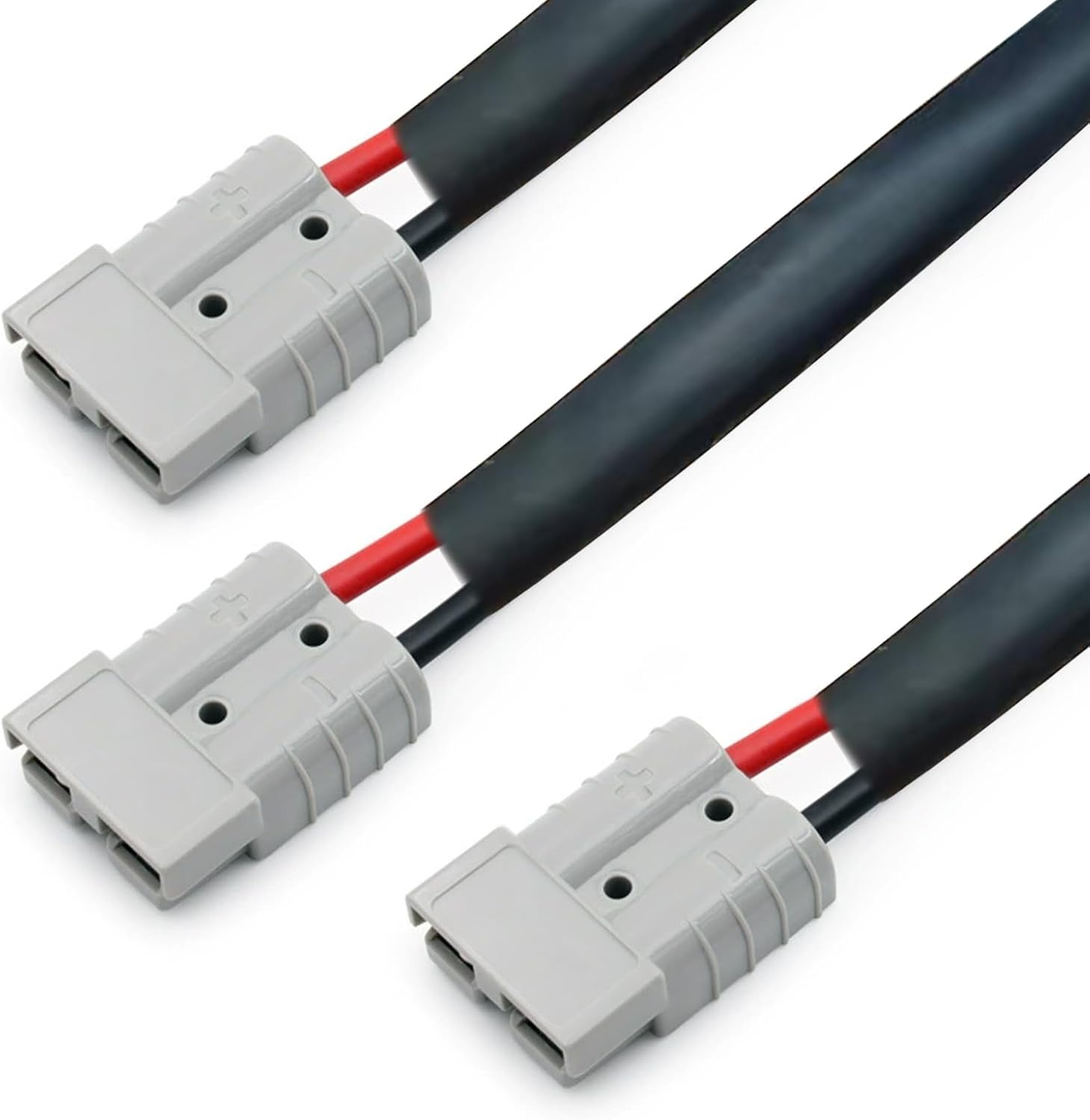 50 Amp Anderson Double Y Splitter Cable, 1 to 2 Anderson Plug Connector Double Y Adapter, 10 AWG 6Mm Battery Cable for Car, RV, Truck, Trailer, Winch, Forklift, Solar & Wind Systems (1 Pcs) image number 2
