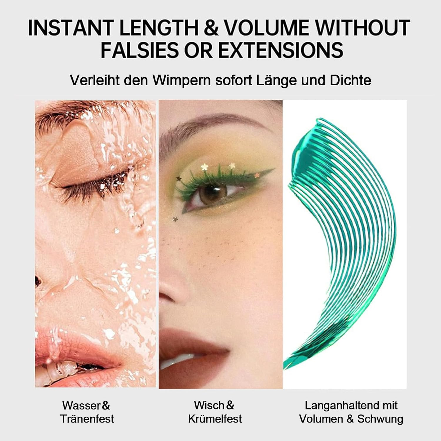 Ultra Fine Mascara - Waterproof & Smudge-Proof 5D Waterproof Mascara for Long and Voluminous Eyelashes, Non-Clumping, Silk Fibre Mascara with Fine Precision Brush and Smooth Texture (Green, 5 Ml) image number 3