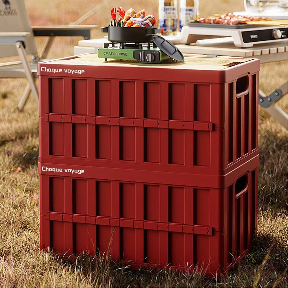 Storage Bins Camping Foldable Automobile Storage Box (20L) 3-In-1 Foldable Camping Box - Collapsible Storage + Seat + Side Table, Multifunctional for Camping, Hiking, Outdoor Activities image number 2