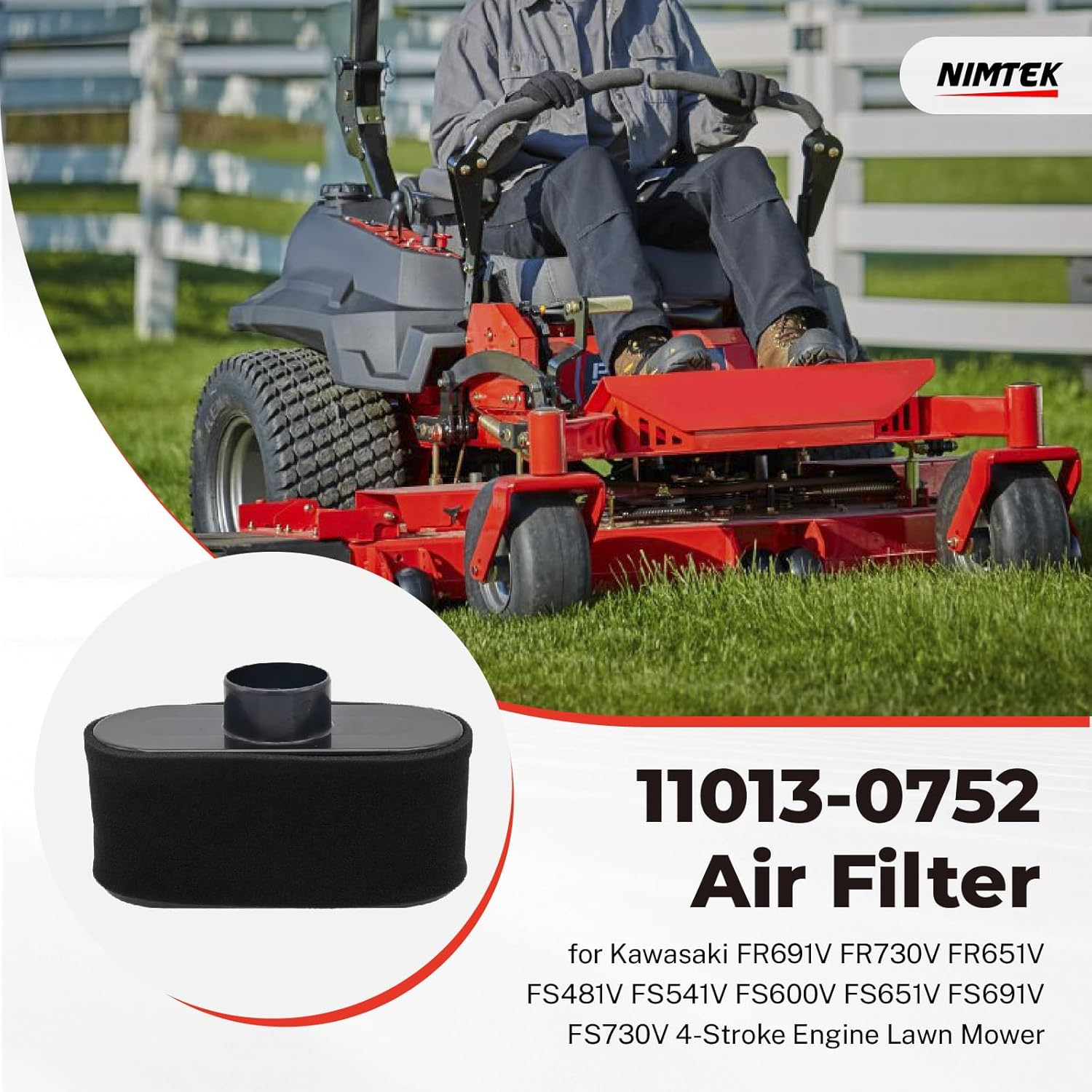 FR691V Tune up Kits 11013-0752 Air Filter for Kawasaki FR691V FR730V FR651V FS481V FS541V FS600V FS651V FS691V FS730V 4-Stroke Engine Lawn Mower image number 2