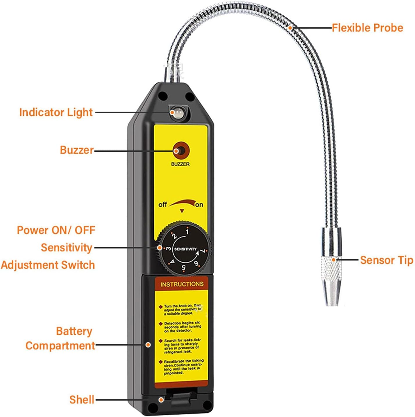 Halogen Refrigerant Leak Detector, User Friendly Halogen Gas Leak Detector for All Halogen Refrigerant Air Conditioning Systems, High Accuracy HVAC Refrigerant Leak Detector