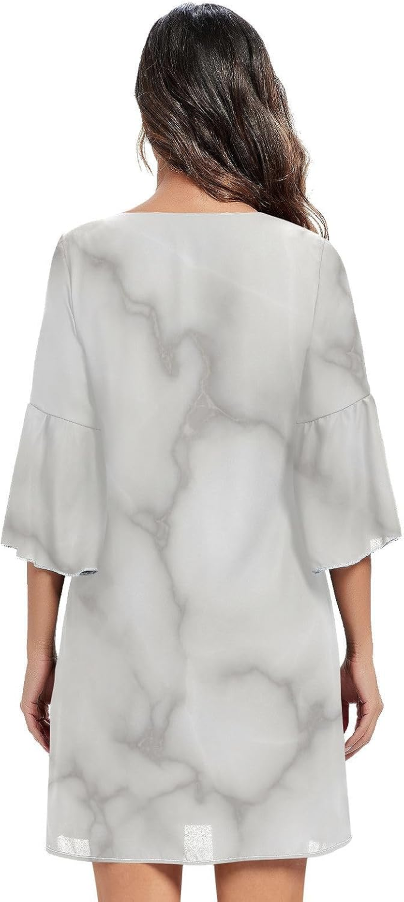 Marble Grey Elegant V Neck Dress Printed Line Maternity Dress image number 4