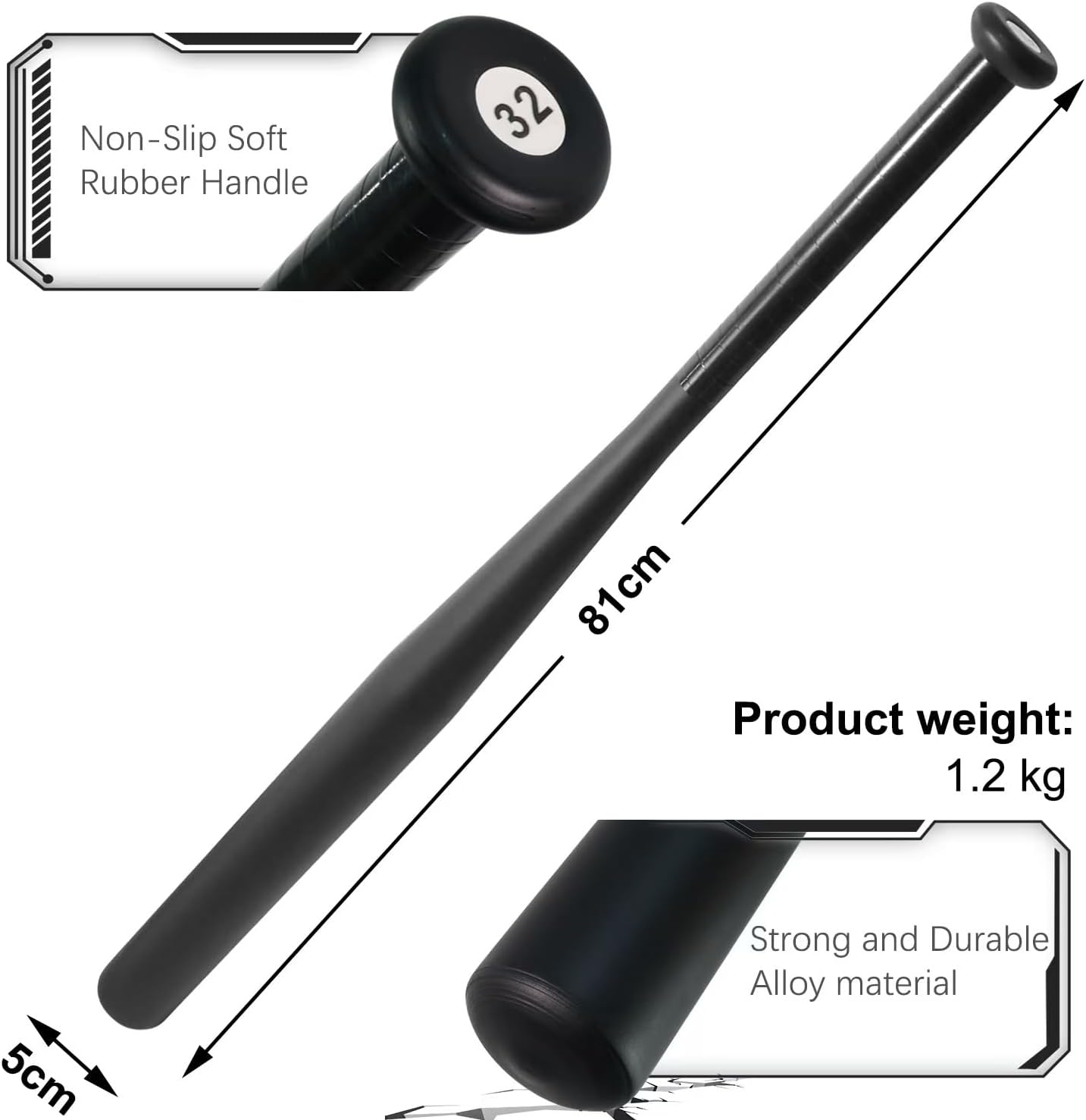 Olusar 32-Inch Carbon Alloy Steel Baseball Bat with Carrying Bag - Durable, No-Slip Design for Easy Transport and Storage - Red image number 4