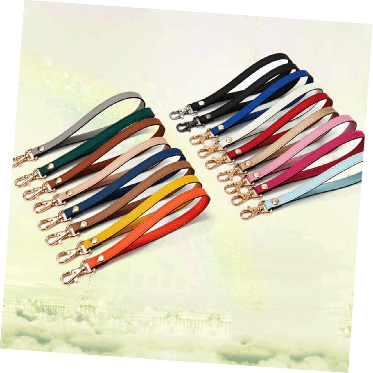 Jojofuny Genuine Leather Wrist Strap with Gold Buckle, Pink Cross Texture Clutch Wristlet for Women, Replacement Keychain Wrist Strap for Hands-Free Carrying and Accessories image number 4