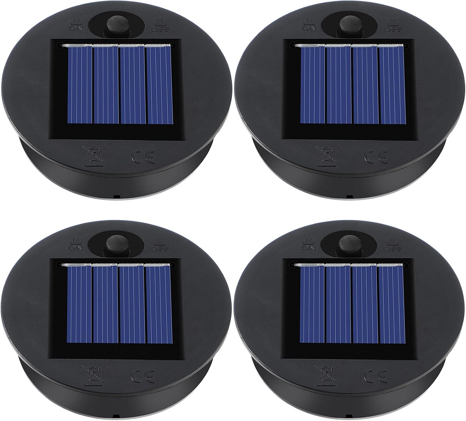 4 Pieces Replacement Solar Light Tops Outdoor Hanging Lantern Solar Light Parts round Waterproof Decorative for Outdoor Hanging Lanterns, Warm(2.76 Inch in Diameter)