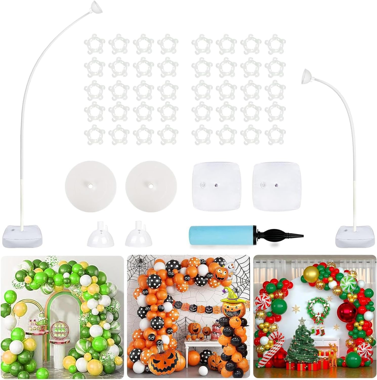 Emapoy 9FT & 6FT Balloon Arch Kit, Half Arch Balloon Stand with Base, Bending Column Backdrop Tower Stand Kit for Floor, for Birthday Wedding Graduation Party Decorations image number 6