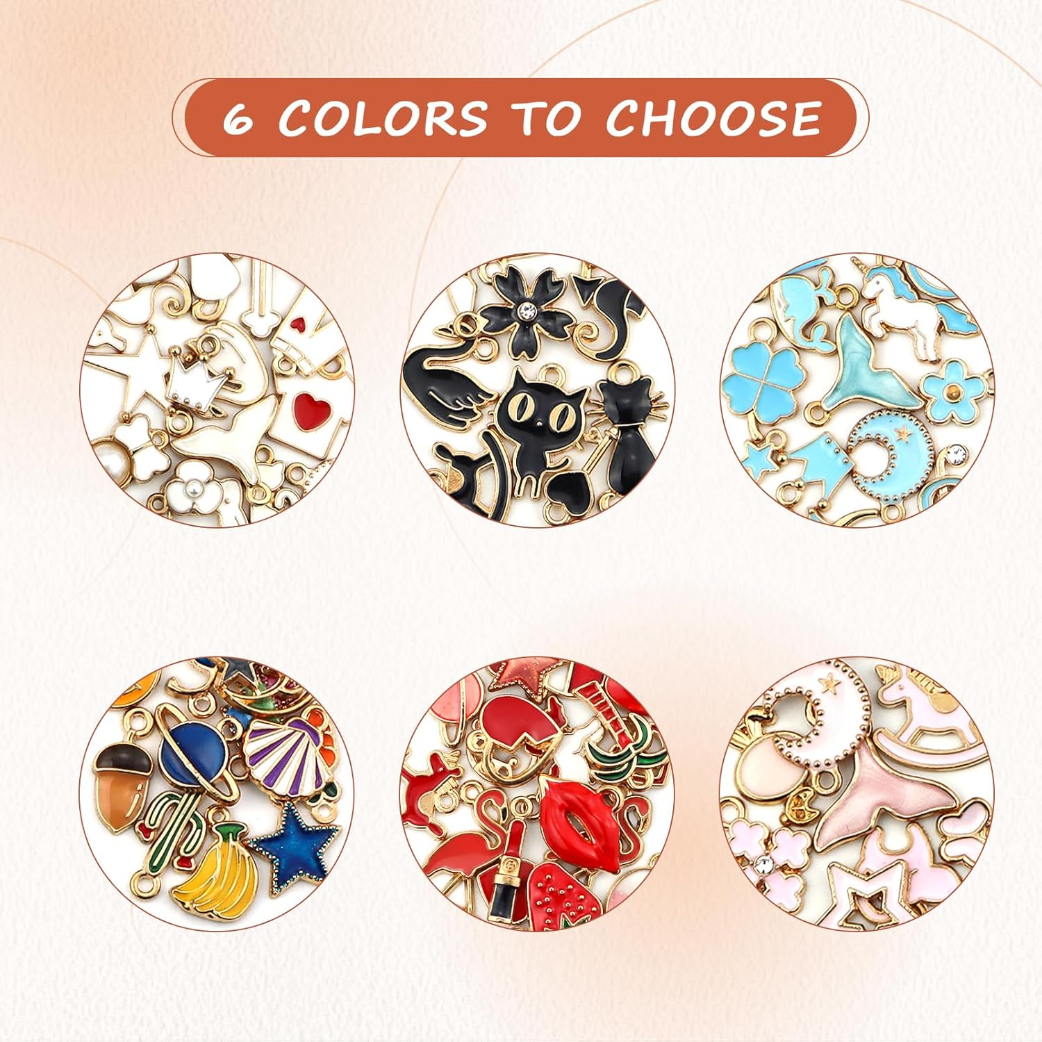 JIALEEY 100PCS Gold Plated Enamel Charms Mixed Moon Star Fruit Animal Charm Colorful Pendant DIY for Necklace Bracelet Jewelry Making and Crafting, Zinc Enamel, Alloy Enamel image number 6