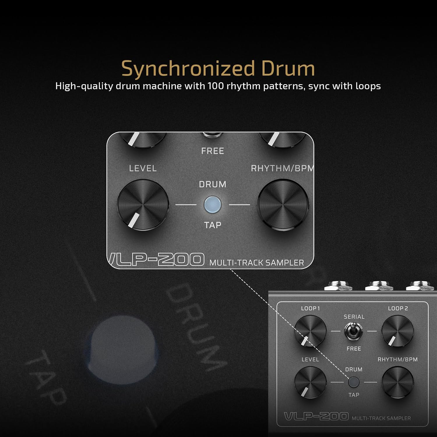 VALETON Looper Pedal Dual Track Stereo Looper for Guitar, Bass, Keyboard, Vocals Drum Machine 99 Project Storage Spaces Software Support VLP-200 image number 3