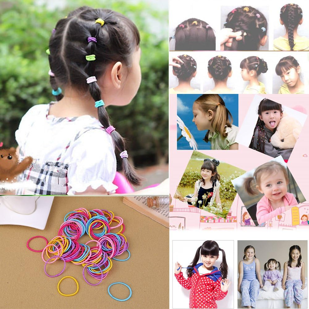 Coobbar 100Pcs Women Elastic Hair Ties Band Ropes Ring Ponytail Holder (Red) - Black,Dark Blue image number 3