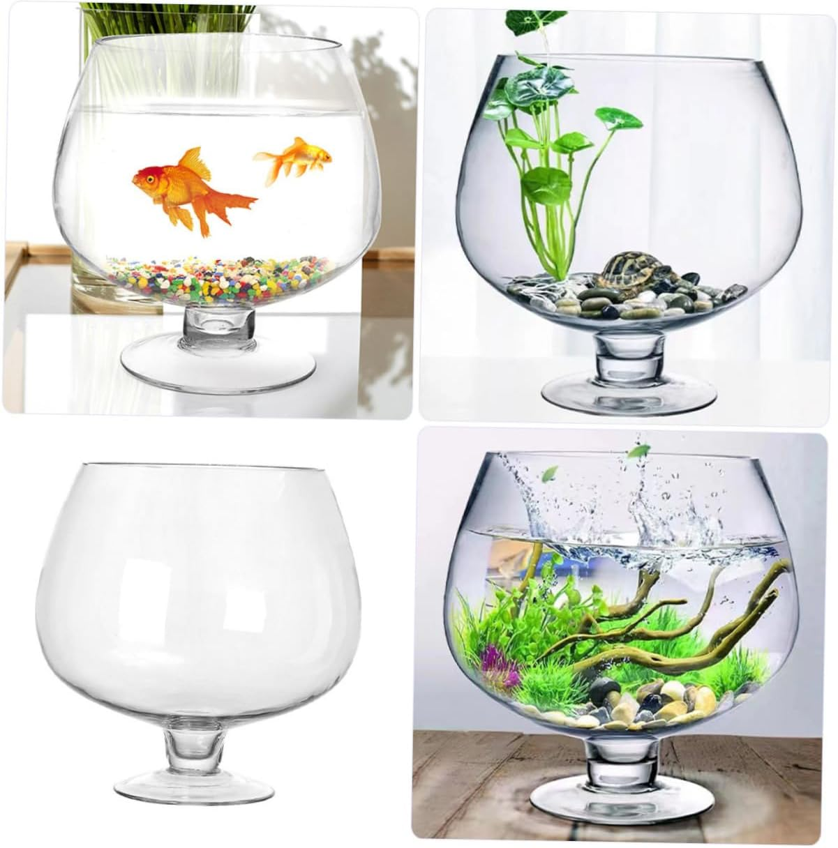 ABOOFAN Transparent Betta Tank Glass Fish Bowl Vase for Goldfish Small Aquatic Pets Eye Catching Tabletop Decoration for Home Office Versatile Capacity image number 5