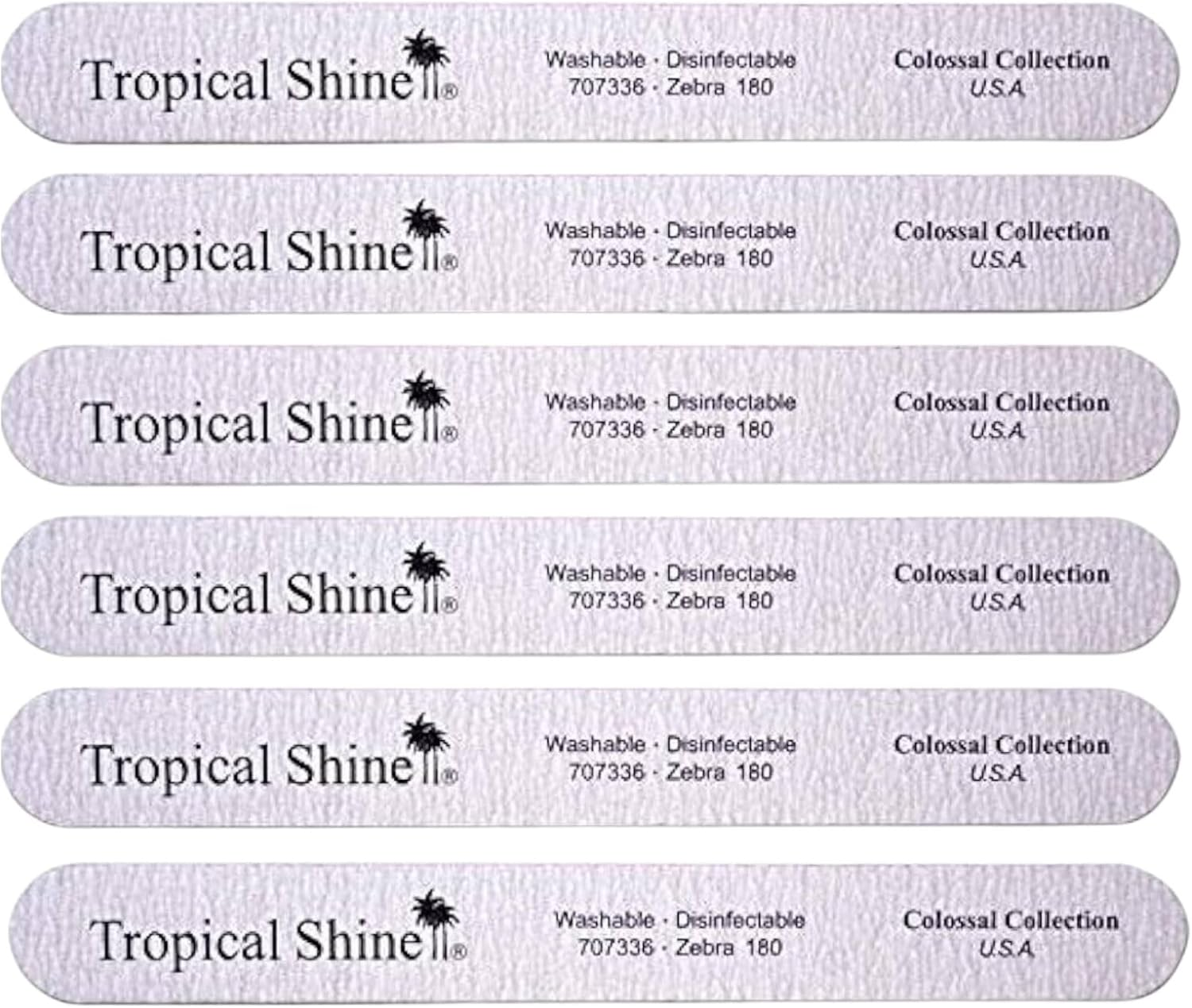 "Tropical Shine Jumbo Zebra 180 Colossal Collection - 6 Pcs Nail Files for Professional Nail Care and Shaping - Medium (180) Grit Nail File Set for Natural Nails ( 707336)" image number 1
