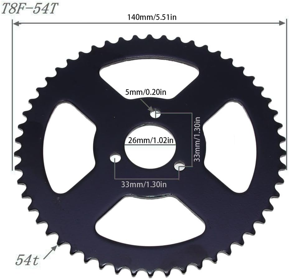 T8F 54T 26Mm Rear Sprocket for 47Cc 49Cc Motorcycle Scooter Dirt Pit Pocket Bikes Scooters Atvs, 54 Teeth Dirve Chain Sprocket image number 5