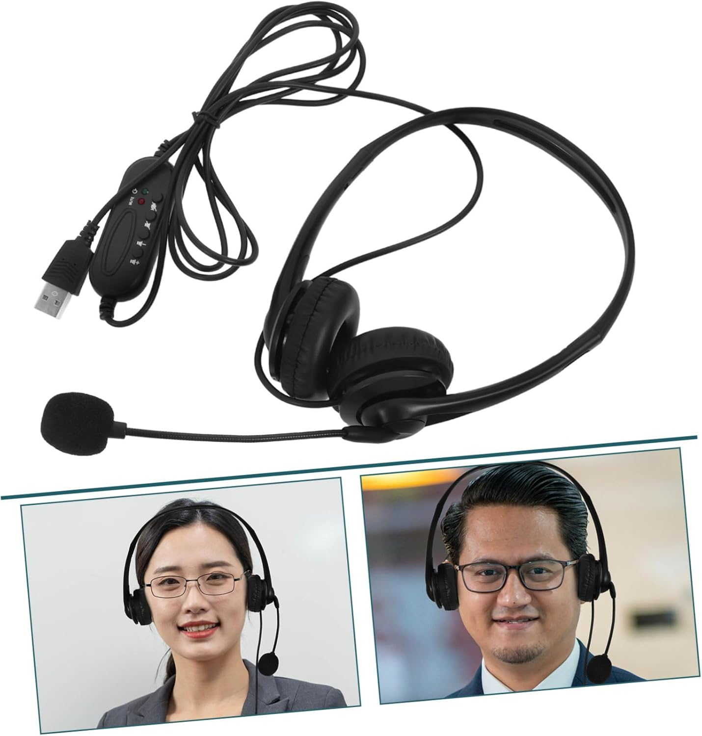 KALLORY Noise Canceling Headphones for Office Lightweight Design for Computer Use and Online Classes Microphone for Calls image number 6